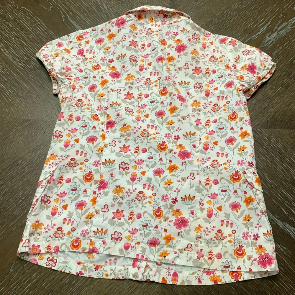 Gap kids pink orange flower print cotton shirt 8